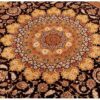 Iranain Silk Carpet Hand-Knotted with Medallion design Cream Color - Qom