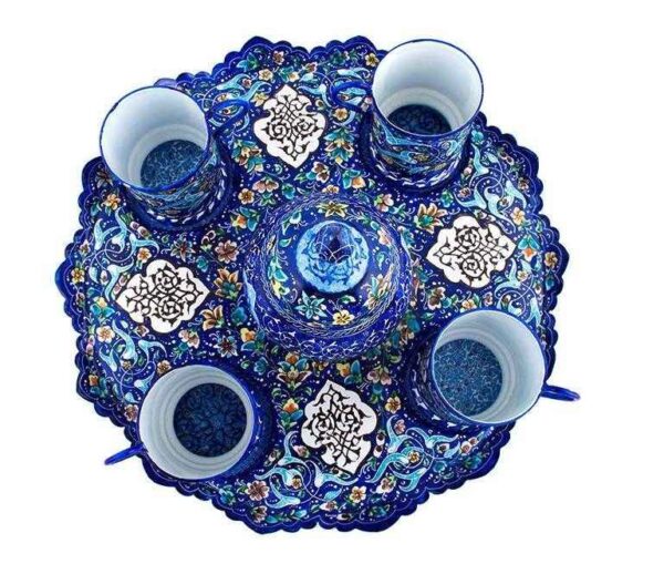 Persian MinaKari, Enameled Copper Tea Set 8-18-102