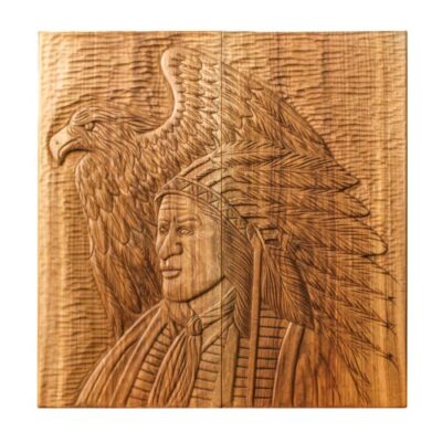 Wood Carved Backgammon Board Luxury & Handcrafted Indian and Eagle