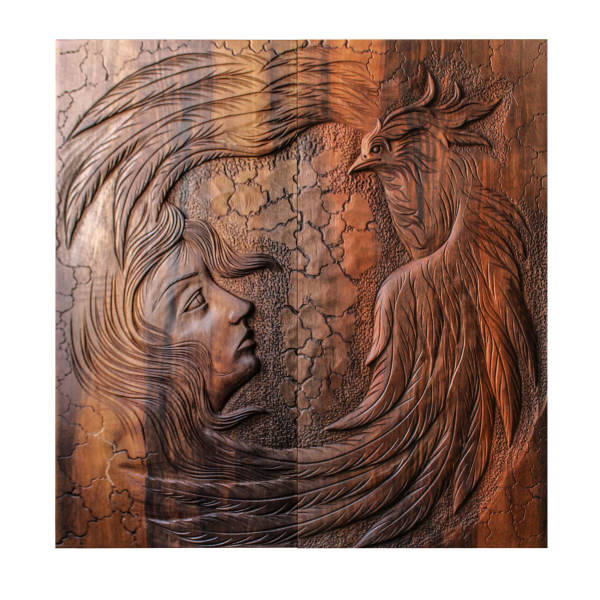 Wood Carved Backgammon Board Handcrafted with Persian Heritage Phoenix