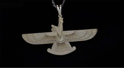 Silver Pendant Minimalist Zoroastrian Farvahar Symbol