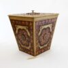 Luxury Leather & Wood Mosaic Trashcan