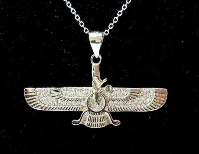 Silver Pendant Minimalist Zoroastrian Faravahar Symbol