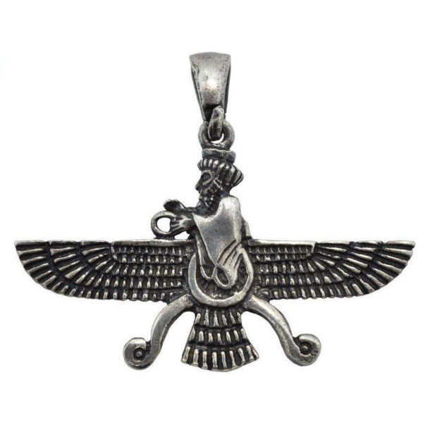 Persian silver Pendant Minimalist Zoroastrian Symbol Faravahar