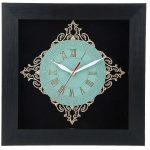 Handcrafted Persian Inlaid Wood Wall Clock with Geometric Pattern