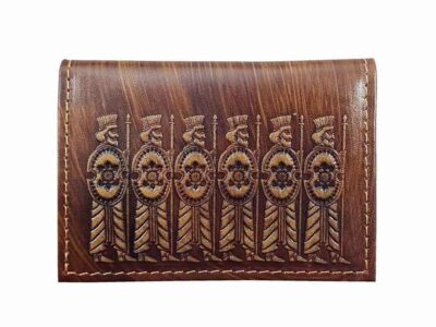 Persian Leather Bifold Wallet for Men with Achaemenid & Faravahar Design