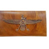 Persian Leather Long Wallet for Men with Faravahar & Achaemenid Design
