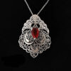 Persian Engraved Silver Pendant with Roby Gemstone