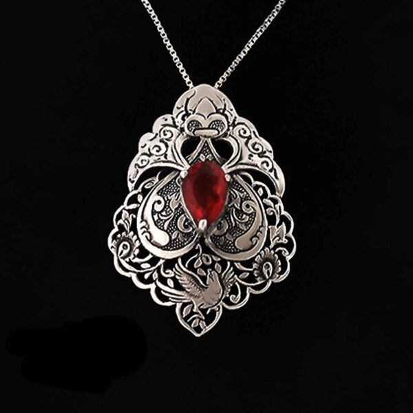 Engraved Sterling Silver Necklace With Ruby