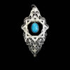 Persian Engraved Silver Pendant with Kermani Turquoise Gemstone