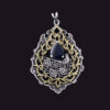 Persian Engraved Silver Pendant with Sapphire Gemstone