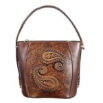 Suede Leather Boho Shoulder Bag Handcrafted Termeh