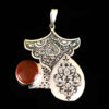 Persian Engraved Silver Pendant with Red Opal Gemstone