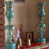 Enameled Persian Crystal Luster Lamp Traditional Laleh Shaped
