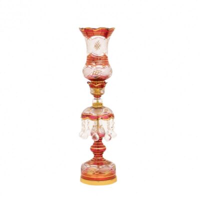 Enameled Persian Crystal Luster Lamp Traditional Laleh Shaped