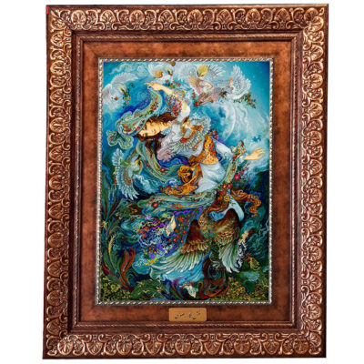 Persian Wall Hanging Rug from Tabriz Depicting Miniature 546KP