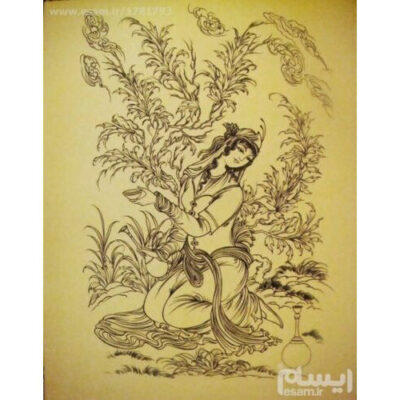 Original Persian Miniature Art Painting: Gouache and Watercolor – Girl
