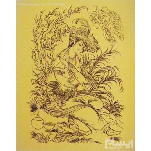 Original Persian Miniature Art Painting: Gouache and Watercolor - Lover