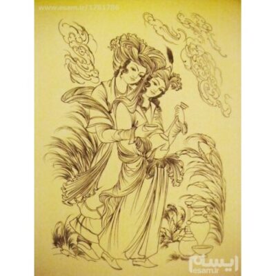 Original Persian Miniature Art Painting: Gouache and Watercolor – Layla and Majnun