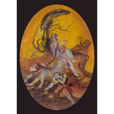 Original Persian Miniature Art Painting: Watercolor and Gouache – Ney Instrument