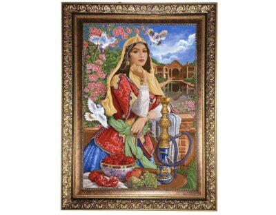 Persian Pictorial Rug Depicting Girl