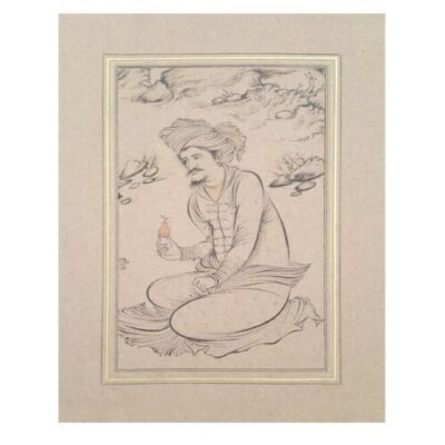 Set of 5 Original Persian Safavid Art Paintings: Watercolor and Gouache on Cardboard