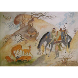 Persian Miniature Hand Painting, Hunting