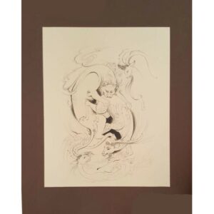 Original Persian Miniature Art Painting: Watercolor – Lion and Deer