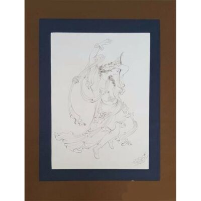 Original Persian Miniature Art Painting: Watercolor – Dance in Wind