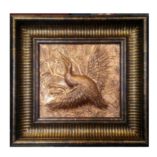 Framed Engraved Brass Art Artistic Bird