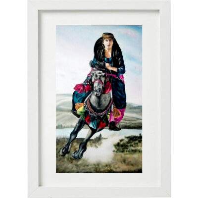Original Realism Art Painting – Watercolor on Cardboard, Kurdish Girl by Sahar Otufi
