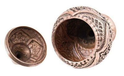 Engraved Persian Copper Sugar Bowl Model Nareng