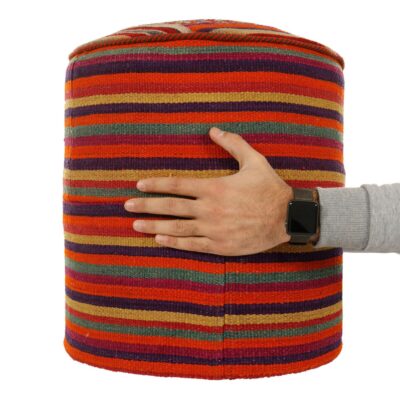 Authentic Ottoman Kilim Pouf with the Origin Iran Handcrafted