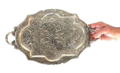 Engraved Persian Brass Serving Tray 1168