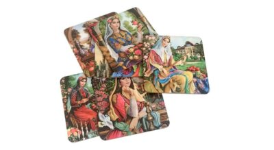 Drink Coaster Set With Persian Inspired Artistic Design Miniature