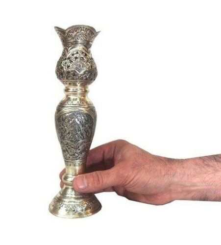 Engraved Iranian Brass Candle Holder