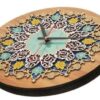 Handcrafted Persian Inlaid Wood Wall Clock with Floral Pattern