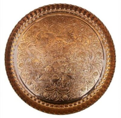 Persian Copper Serving Tray Traditionally Hammered 56 cm