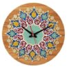 Handcrafted Persian Inlaid Wood Wall Clock with Floral Pattern