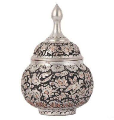 Engraved Persian Copper Sugar Bowl Model Garden