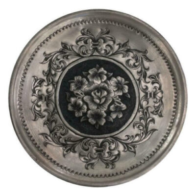 Persian Decorative Copper Engraved Plate Flowers