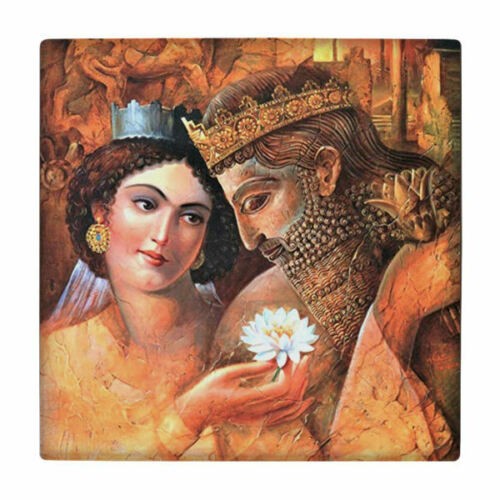 Decorative Persian Framed Ceramic Tile - Miniature wk164