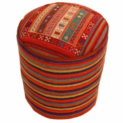 Authentic Ottoman Kilim Pouf with the Origin Iran Handcrafted 51153