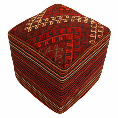 Authentic Ottoman Kilim Pouf with the Origin Iran Handcrafted