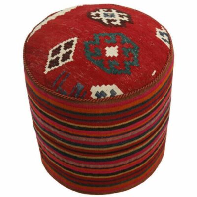 Authentic Ottoman Kilim Pouf with the Origin Iran Handcrafted H107