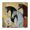 Decorative Persian Ceramic Tile - Shahnameh Inspired: Miniature Horses