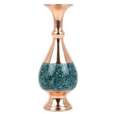 Handcrafted Decorative Persian Inlaid Turquoise Copper Vase