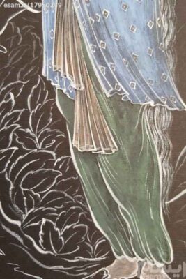 Original Persian Miniature Art Painting: Gouache and Watercolor – Girl and Old Man