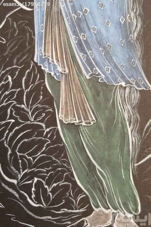 Original Persian Miniature Art Painting: Gouache and Watercolor – Girl and Old Man