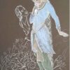 Original Persian Miniature Art Painting: Gouache and Watercolor - Girl and Old Man